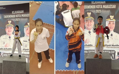 Peserta didik MIN 1 Kota Makassar boyong medali pada kejuaraan taekwondo tournament walikota cup 2025